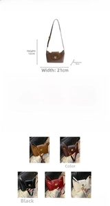Detailed size specifications of the PU leather trapezoid shoulder bag with metal lock