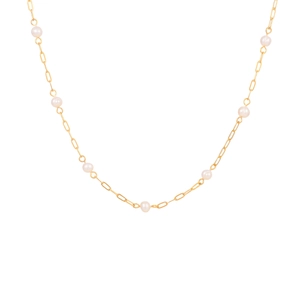 Elegant 18K gold plated stainless steel necklace with small round freshwater pearls