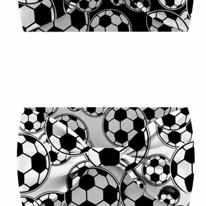 Macro shot of high-elasticity football printed sports headband showing sweat-wicking knit texture