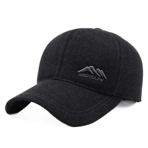Men's winter baseball cap with ear protection and mountain embroidery by ANDVOLPH