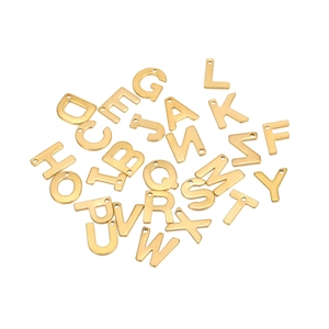 Golden 11mm stainless steel A-Z alphabet charms for DIY jewelry making