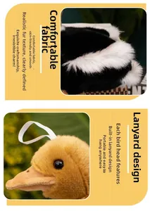 Detailed close-up of ostrich plush toy featuring realistic faux fur and hanging strap
