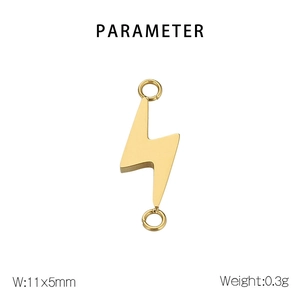 Detail view of gold lightning bolt connector for DIY jewelry making, 11x5mm size