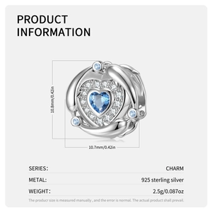 925 sterling silver heart dolphin charm with blue and white zircons for jewelry making