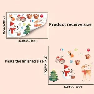 Detailed size chart showing Santa Claus wall sticker dimensions for home decoration