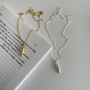 925 Sterling Silver Necklace With Double Pointed Spindle Pendant Minimalist Bullet Shape Fashion Jewelry For Women