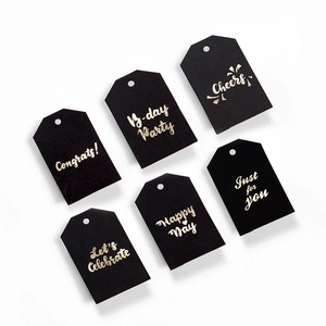 Gift Tags And Stickers Kraft Paper Cardstock Bronzing Gold Stamping Assorted Themes DIY Scrapbooking Packaging Message Cards