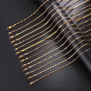 Stainless Steel Gold Plated Chain Necklace DIY Pendant Jewelry Minimalist Link Chains For Women Men