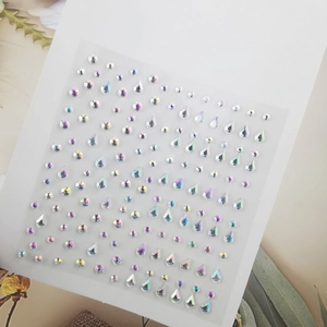 Iridescent teardrop and round face gems sticker sheet for fairy makeup and nail art