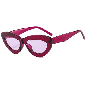 Retro cat-eye sunglasses with translucent purple frames and light purple tinted lenses