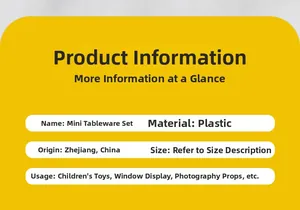 Detailed technical specifications for miniature plastic kitchenware toy sets and props