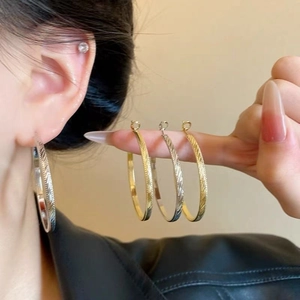 Strukturierte Creolen Mit 925 Sterling Silber Ohrstecker Geometrische Metall Gravierte Minimalistische Für Frauen
