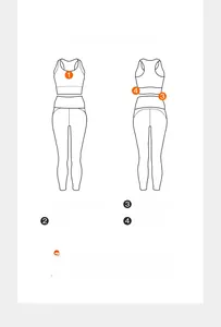Croquis technique de l'ensemble de yoga avec brassière col en U et legging galbant taille haute