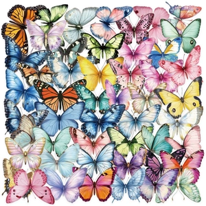 Colorful Butterfly Stickers Waterproof PET Transparent Decorative Decals For Scrapbooking Journaling Laptop DIY Craft Supplies