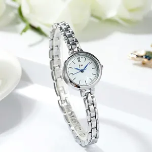 Women Quartz Watch Minimalist Bracelet Wristwatch Round Dial Alloy Strap Stainless Steel Back Fashion Elegant Blue Hands