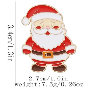 Größentabelle für Weihnachtsmann-Emaille-Brosche mit 3,4 cm Höhe und 2,7 cm Breite