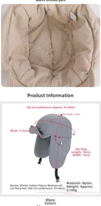 Detail view of winter earflap hat showing waterproof nylon shell and thick cotton lining