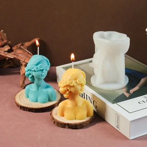 Macro shot of 3D blindfolded girl silicone mold for DIY candles and gypsum statues