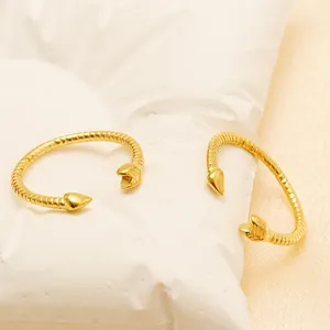 Snake Ring 18K Gold Plated Stainless Steel Adjustable Open Band Minimalist Fashion Jewelry For Women
