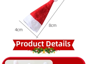 Mini red and white non-woven Christmas hat for lollipop decoration, size 4x8cm