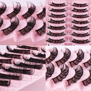 30 pairs of Russian DD curl faux fiber eyelashes with dense volume in a pink tray