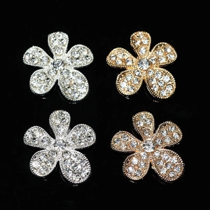Charm's fleurs en strass brillants dorés et argentés pour bijoux DIY et accessoires cheveux