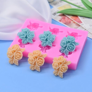 6-fach Rosenblüten-Silikonform für DIY-Backen und handgemachte Kerzenseifenherstellung