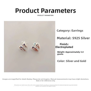 Detail of 925 sterling silver heart earrings with liquid metal texture and enamel inlay
