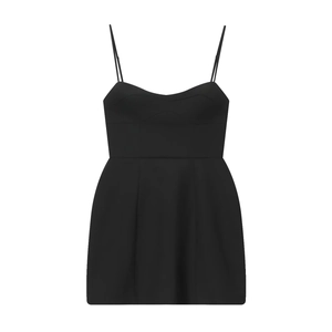 Robe courte noire chic à fines bretelles avec décolleté en cœur et taille ajustée élégante