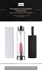 Detailed view of pink crystal prism water bottle with thickened base and rounded rim