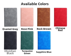 Multi-color A5 PU leather notebook covers with fine stitching in seven elegant business shades
