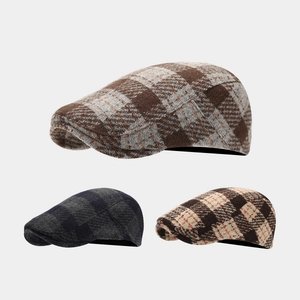 British Plaid Flat Cap Men Women Vintage Checkered Ivy Cap Autumn Winter Warm Newsboy Beret Hat Casual Outdoor Headwear