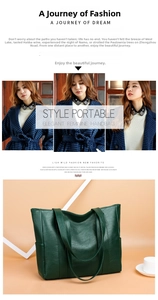 Detail shot of the soft dark green tote bag with premium lychee grain texture and long straps