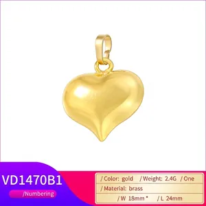 Polished gold heart pendant in brass, 18x24mm minimalist charm for jewelry making