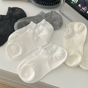 Women Low Cut No Show Boat Socks Combed Cotton Breathable Anti Slip Invisible Ribbed Knit Minimalist Summer