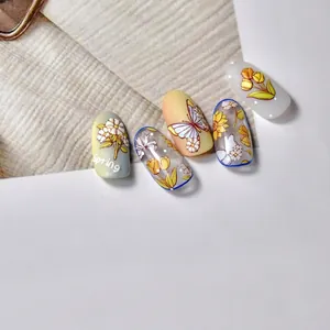 Stickers ongles relief printemps avec motifs fleurs 3D, papillons et tulipes frais