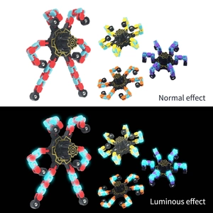 Deformable Fingertip Mechanical Spinner Luminous Robot Spider Toy Plastic Metal DIY Stress Relief Fidget Gyro For Kids