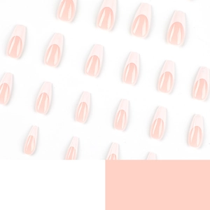 French tip coffin press on nails in soft pink with glossy white borders