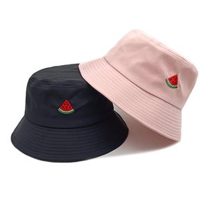 Watermelon Embroidery Bucket Hat Cotton Breathable Summer Outdoor Beach Sun Hat For Women Men Unisex Vintage Casual Style