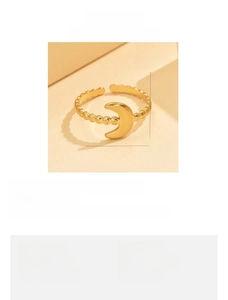 Detailed product dimensions for the 18K gold plated crescent moon stainless steel ring