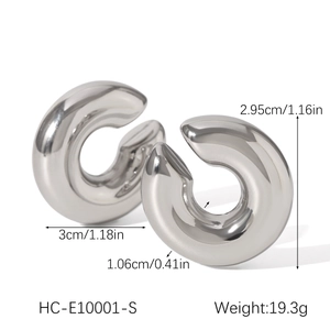 Detailed dimensions of hollow silver stainless steel hoop earrings for women