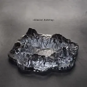 Glacier Mountain Glass Ashtray Creative Mount Fuji Design Thick Crystal Decorative Cigar Holder For Home Office Bar
