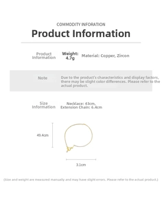 Detail specifications for gold snake necklace with 4.7g weight and 43cm chain length