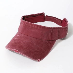 Visière de Soleil en Denim Délavé Effet Vieilli Pour Hommes Femmes Vintage Réglable Casquette avec Trous Protection Solaire