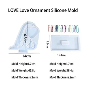 LOVE heart shape silicone resin mold set for DIY photo frame home table decoration