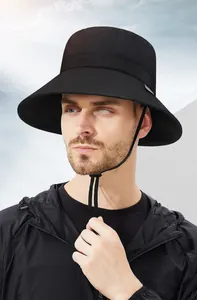 Close-up of waterproof sun hat with adjustable drawstring for outdoor activities