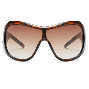 Oversize Y2K tortoise shell wrap sunglasses with brown gradient lenses for sports