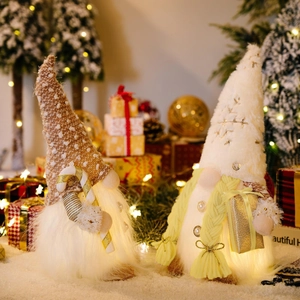 Lighted Christmas gnomes plush set with LED glowing base for festive holiday home decor