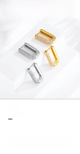 U-shaped stainless steel earrings in gold and silver with micro-pave zirconia details