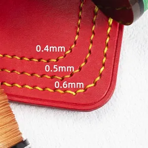 0.4mm to 0.6mm round waxed thread for leather hand sewing on red leather spools
